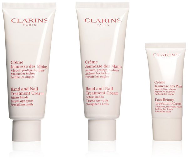 Clarins Jeunesse Des Mains Gift Set 2 x 100ml Hand and Nail Treatment Cream 30ml Foot Cream
