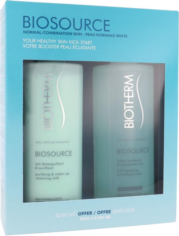 Biotherm Biosource Gift Set For Normal Skin 400ml Hydrating and Tonifying Toner 400ml Make Up Removing Milk