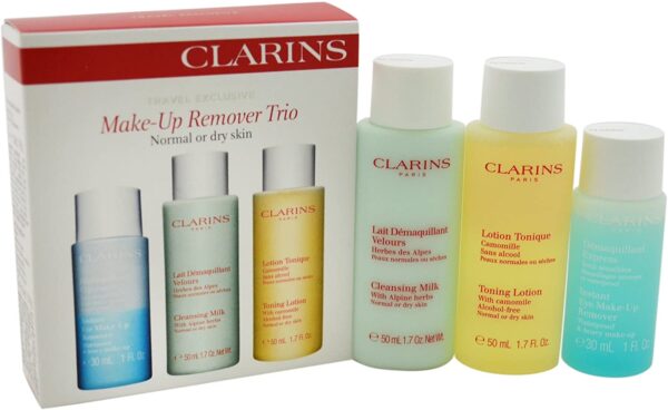 Clarins Make Up Removal Trio 30ml Instant Eye Make Up Remover 50ml Cleansing Milk 50ml Toning Lotion