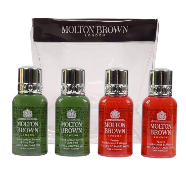 Molton Brown Gift Set 2 x 30ml Festive Frankincense Allspice Hand Wash 2 x 30ml Fabled Juniper Berries Lapp Pine Body Wash 1
