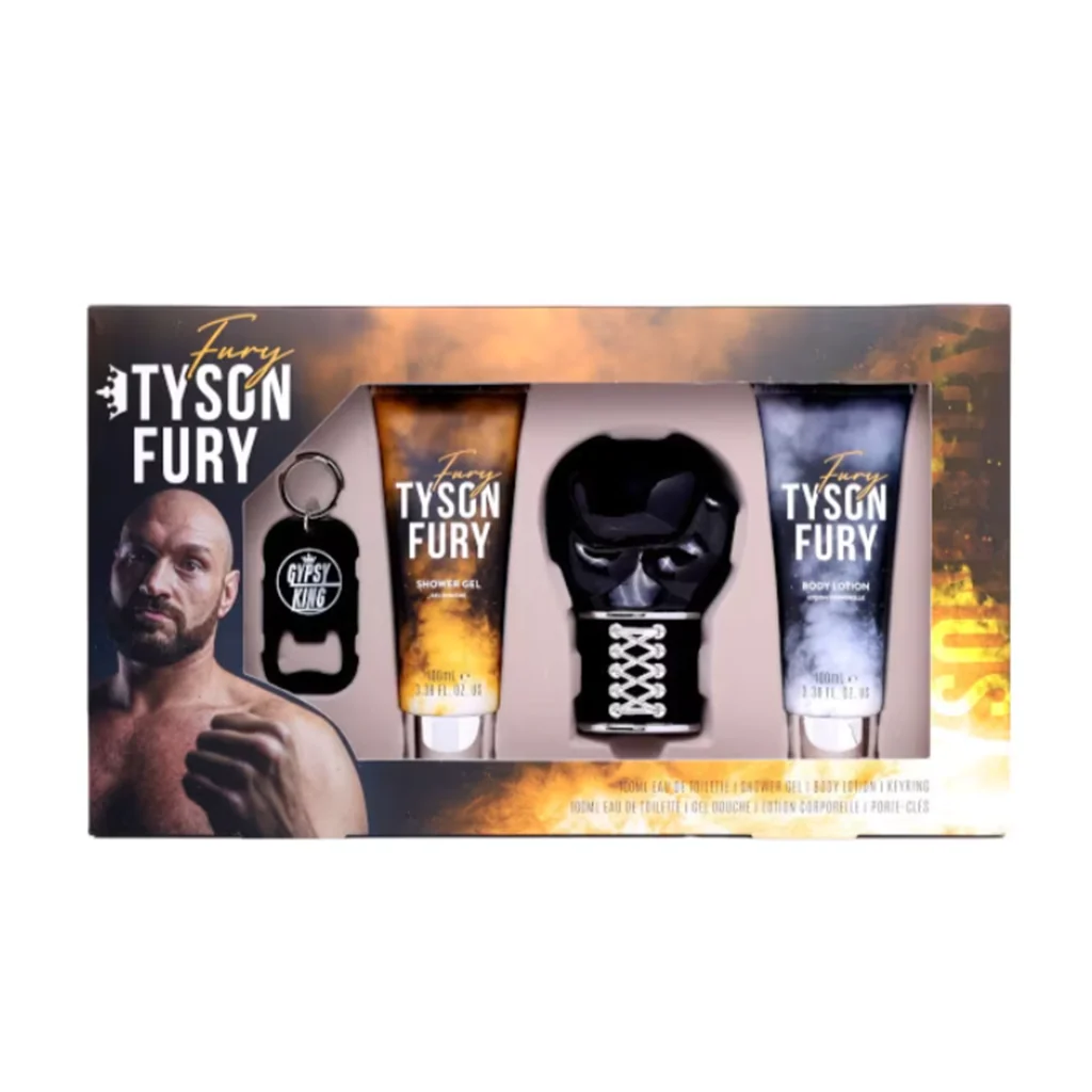 Tyson Fury Gift Set 100ml EDT 100ml Shower Gel 100ml Body Lotion Keyring